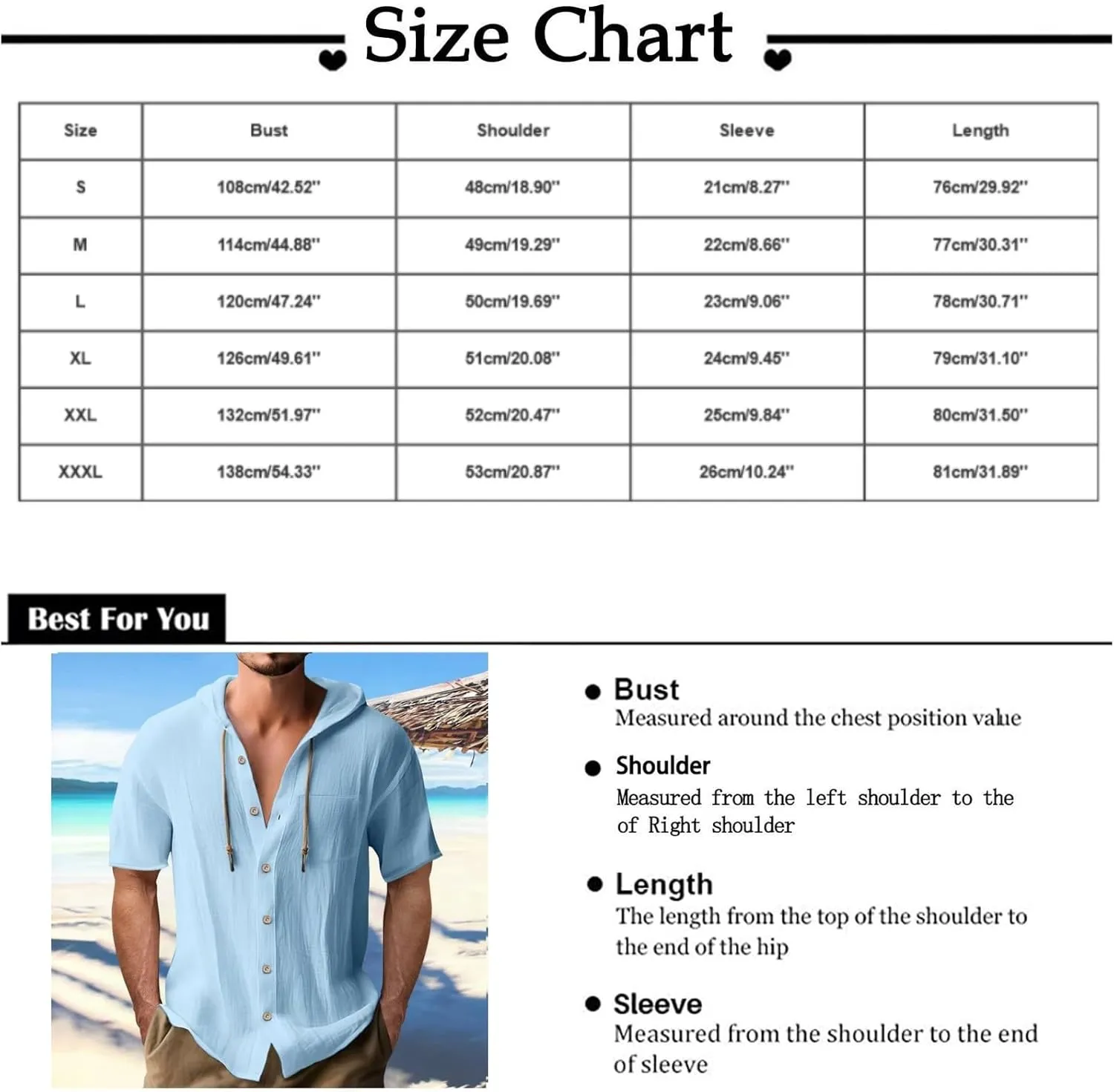 Short Sleeve Hoodies for Men Summer Linen T-Shirts with Pocket Lightweight Button Up Tops Casual Hawaiian Beach Tees