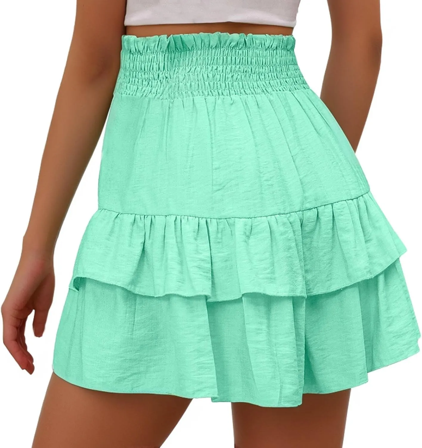 Shorts for Women, Bermuda Shorts for Women 2024 Summer High Waisted Ruffle Shorts Floral Pleated Hem Casual Pants