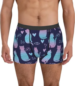 Silhouette Cats Print Boxer Briefs For Men Breathable Underwear-