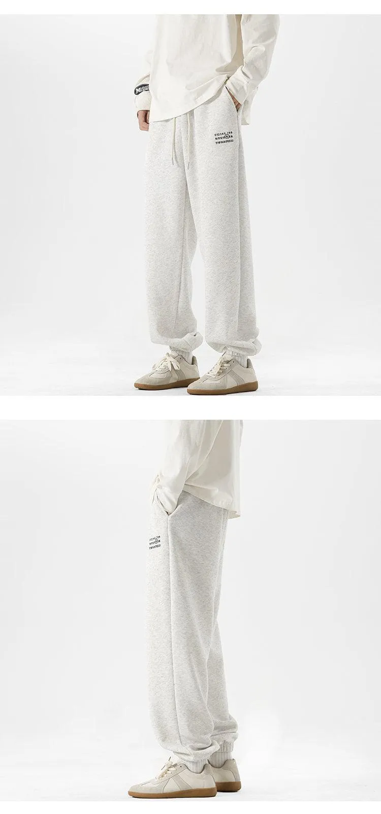Simple Digital Embroidery Sports Pants Men Loose Sweatpants