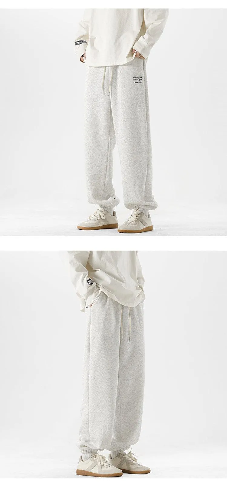 Simple Digital Embroidery Sports Pants Men Loose Sweatpants