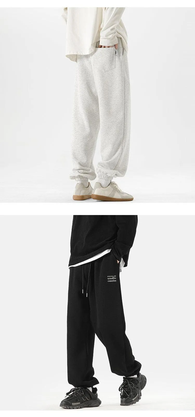 Simple Digital Embroidery Sports Pants Men Loose Sweatpants