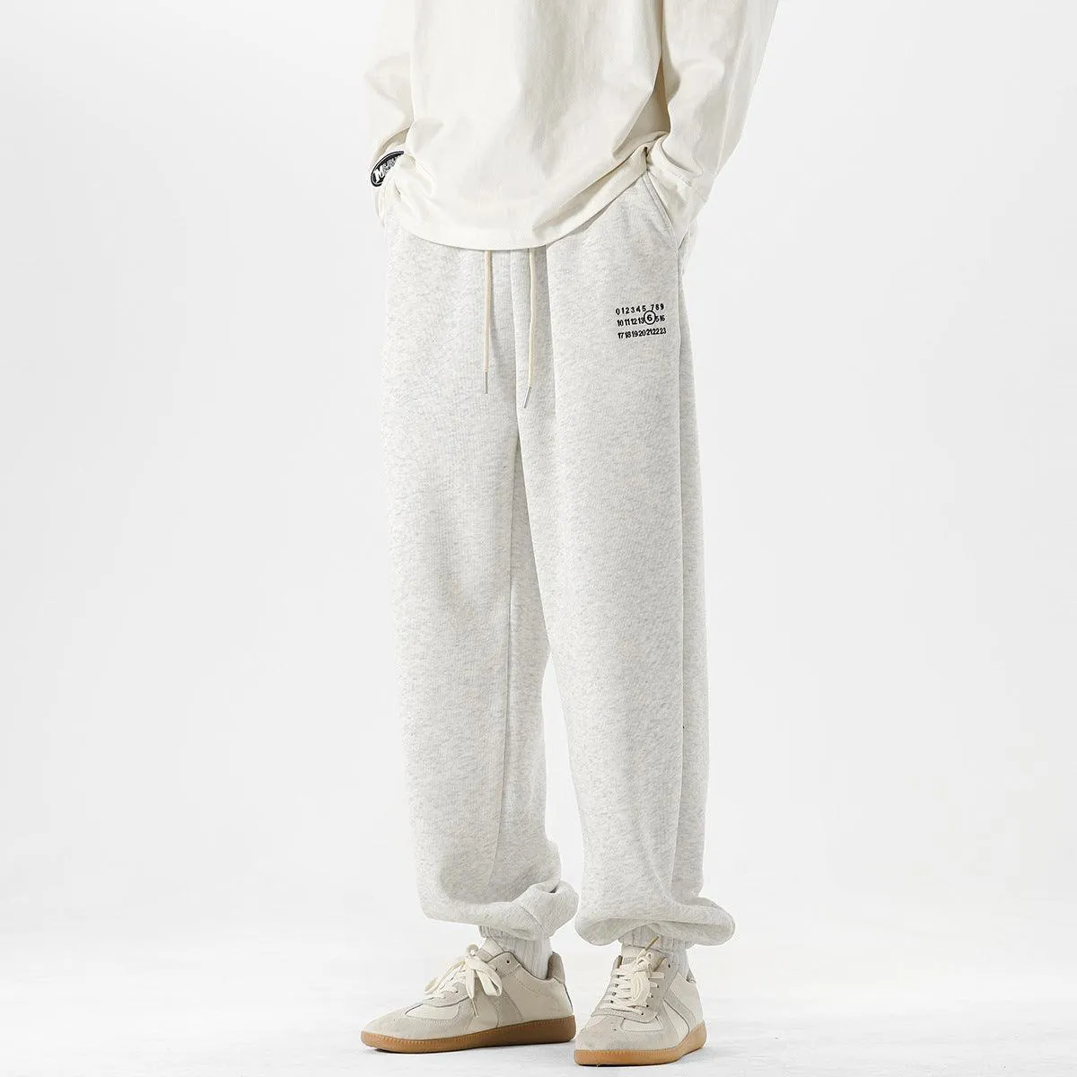 Simple Digital Embroidery Sports Pants Men Loose Sweatpants
