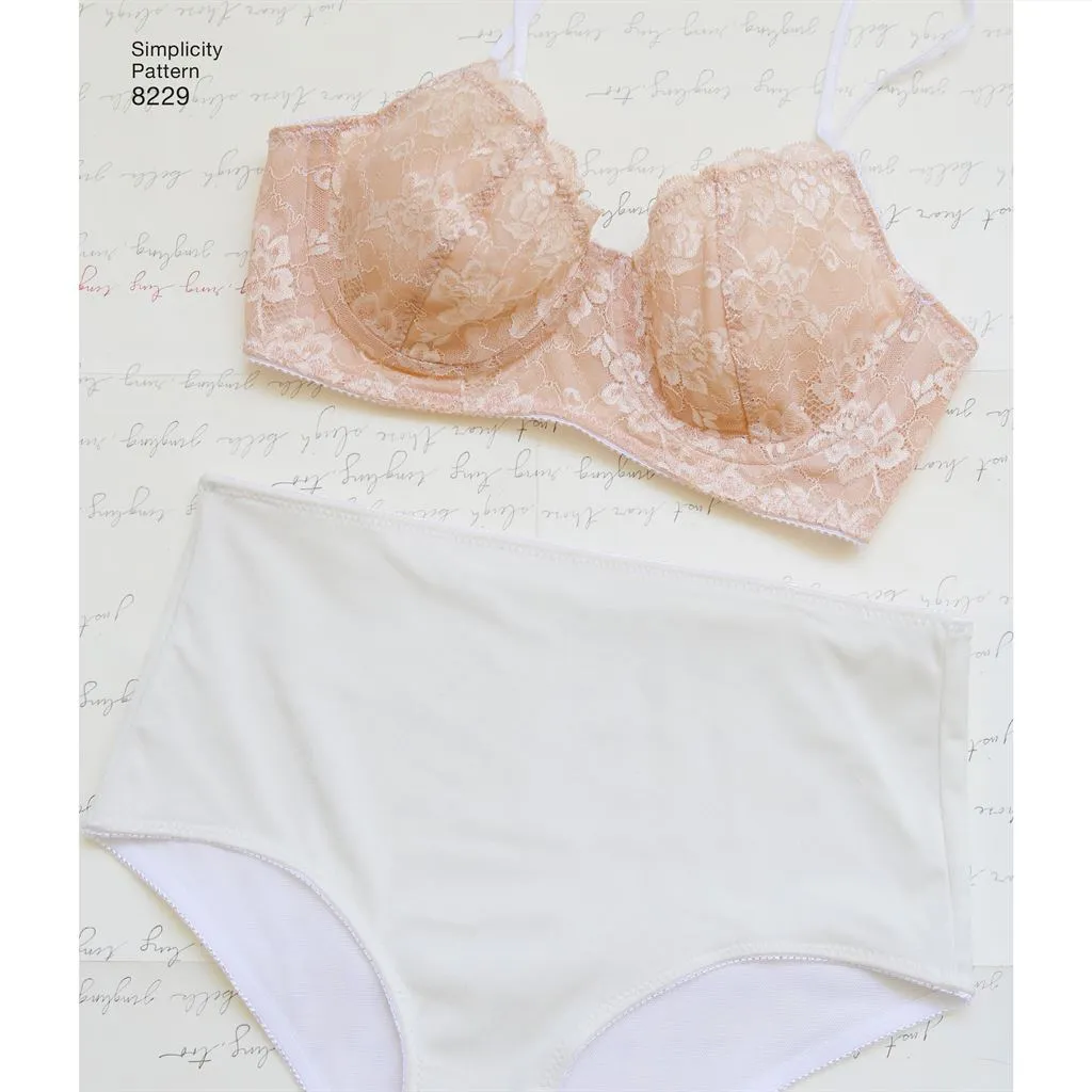 Simplicity Pattern 8229 Women's Underwire Bras and Panties