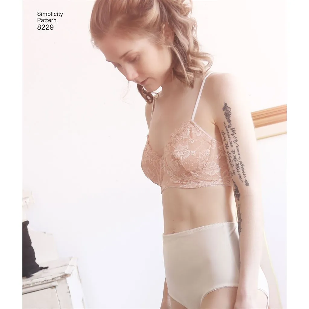 Simplicity Pattern 8229 Women's Underwire Bras and Panties