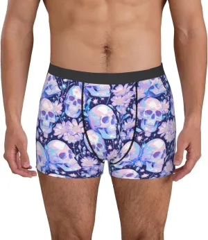 Skull Star Crystal Print Boxer Briefs For Men Breathable Underwear-