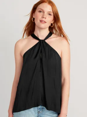 Sleeveless Satin Twist-Front Top for Women