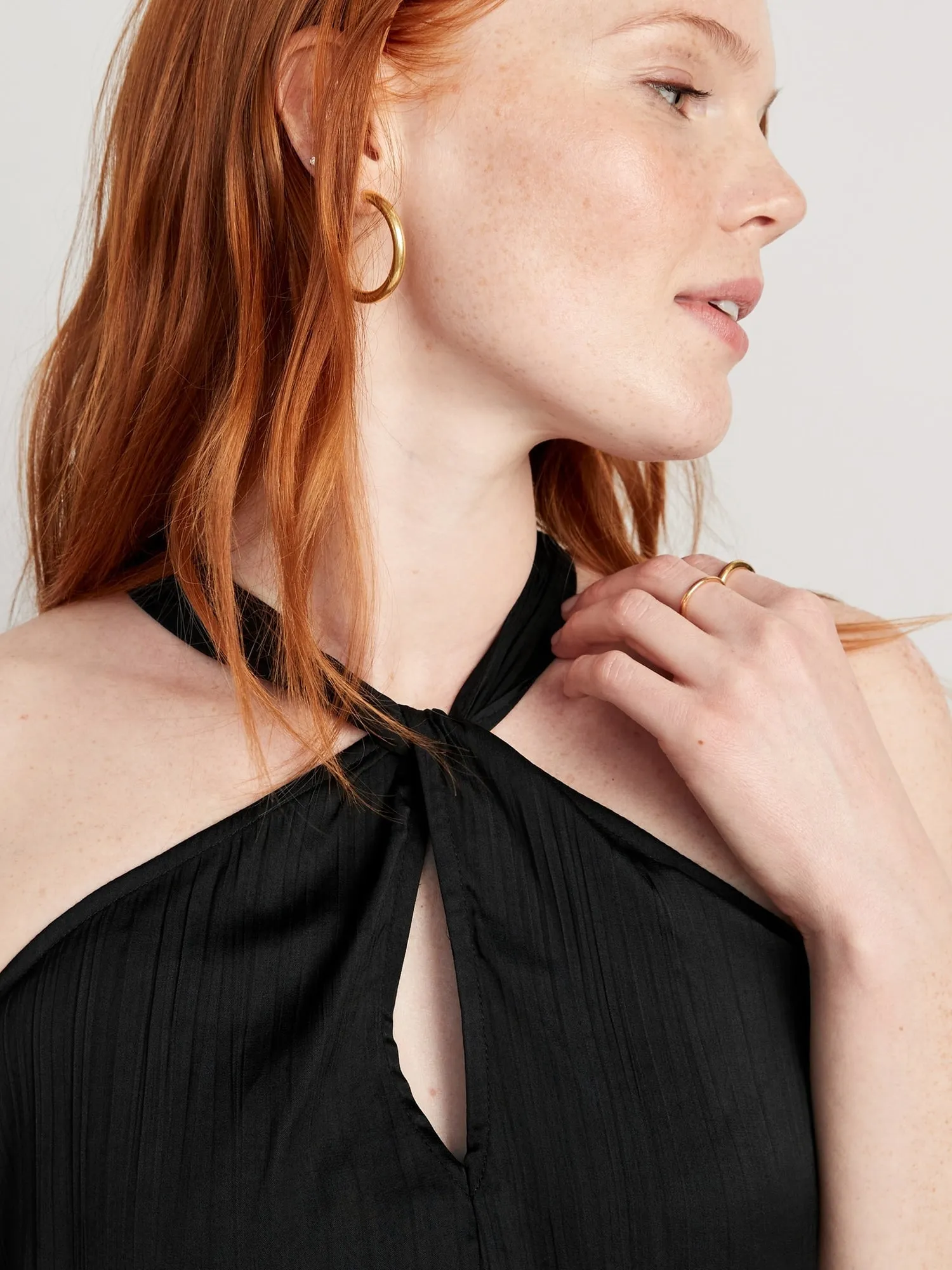 Sleeveless Satin Twist-Front Top for Women