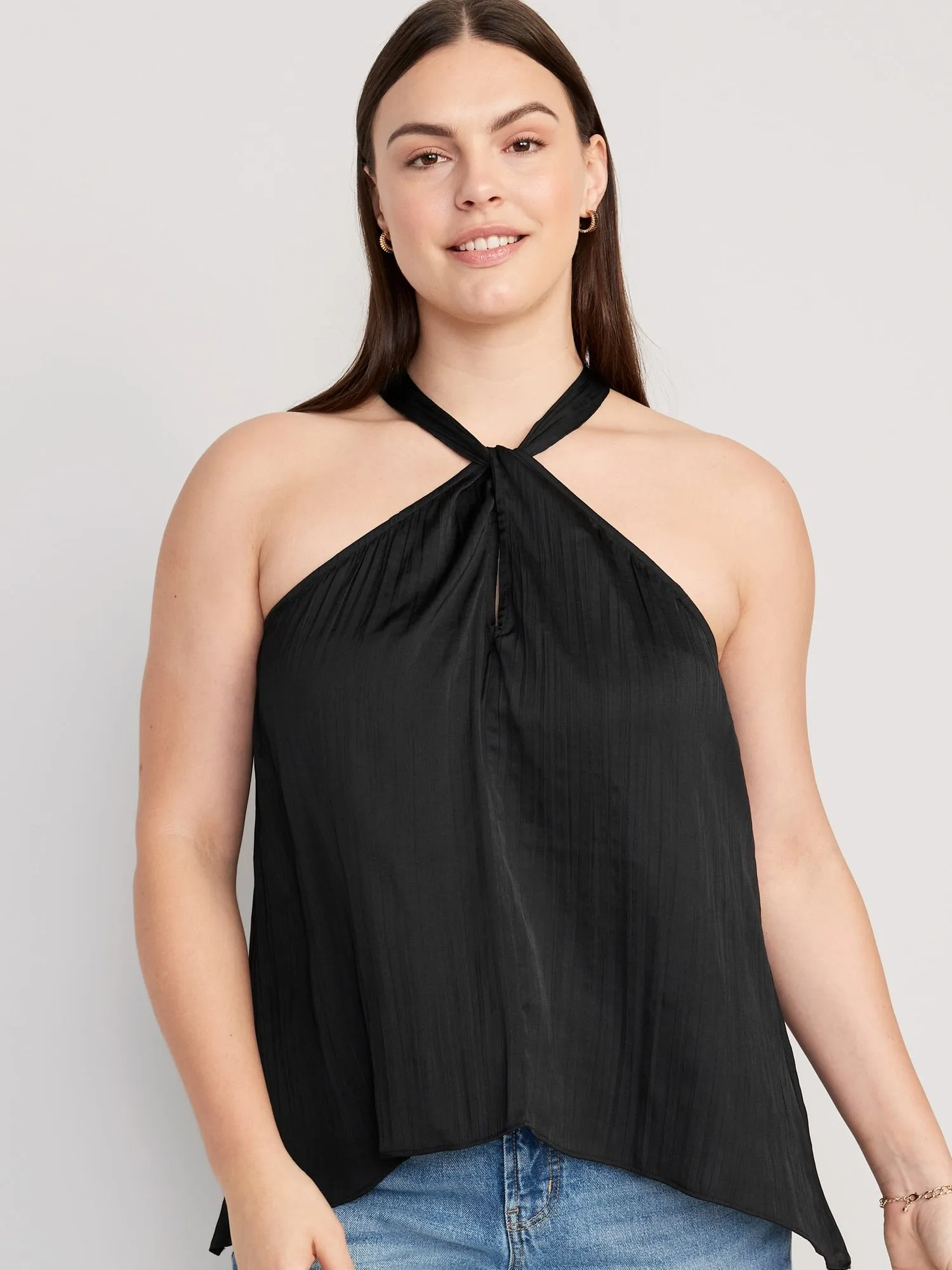 Sleeveless Satin Twist-Front Top for Women
