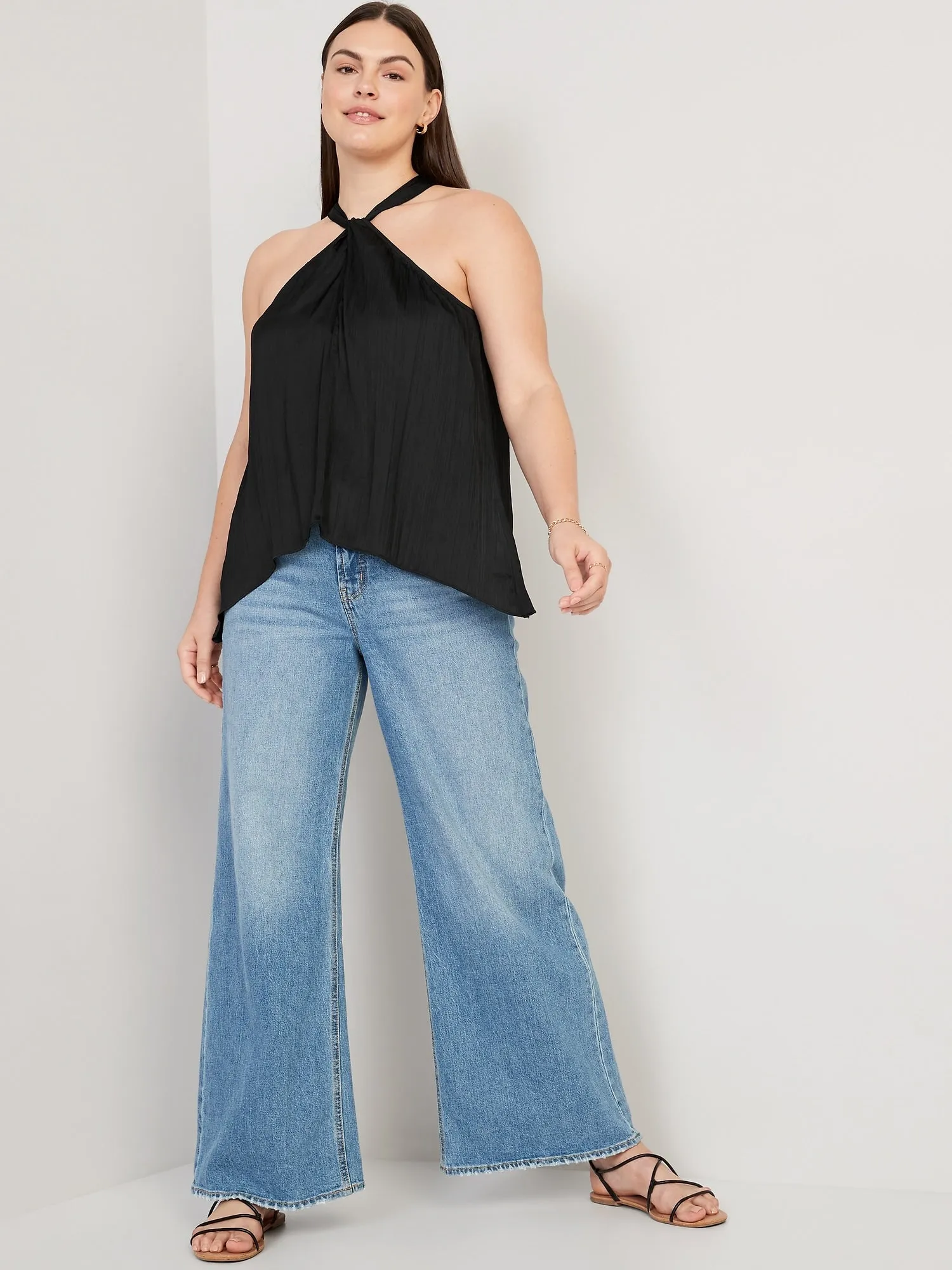 Sleeveless Satin Twist-Front Top for Women