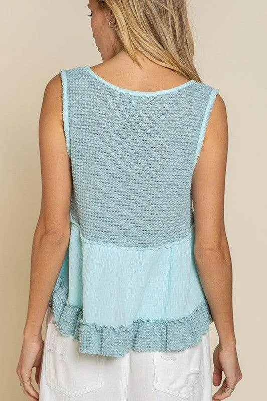 Sleeveless V-Neck Mini Babydoll Tank Top