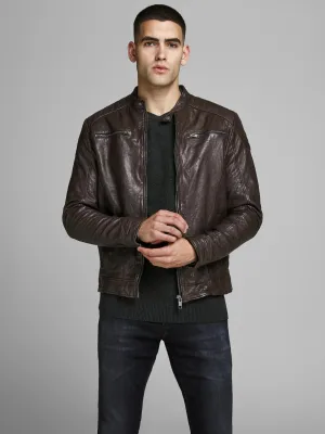 Slim Body Sheep Skin Decant Leather Jacket by TJS