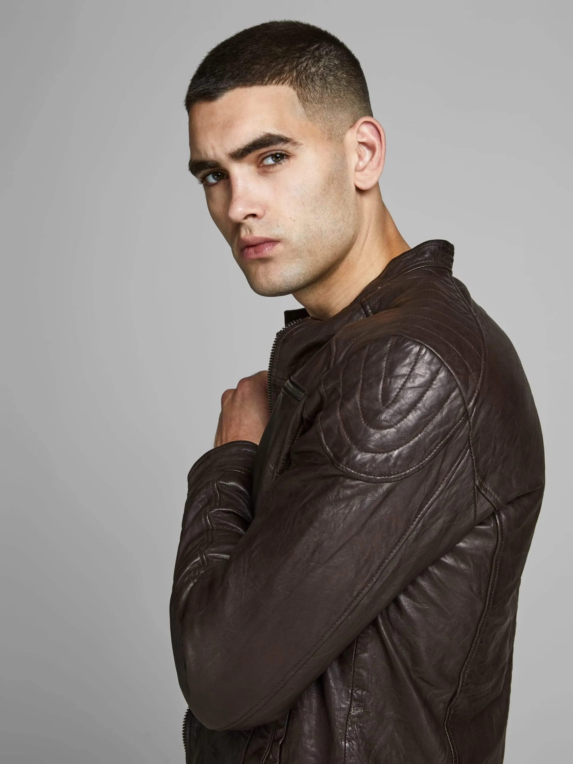 Slim Body Sheep Skin Decant Leather Jacket by TJS