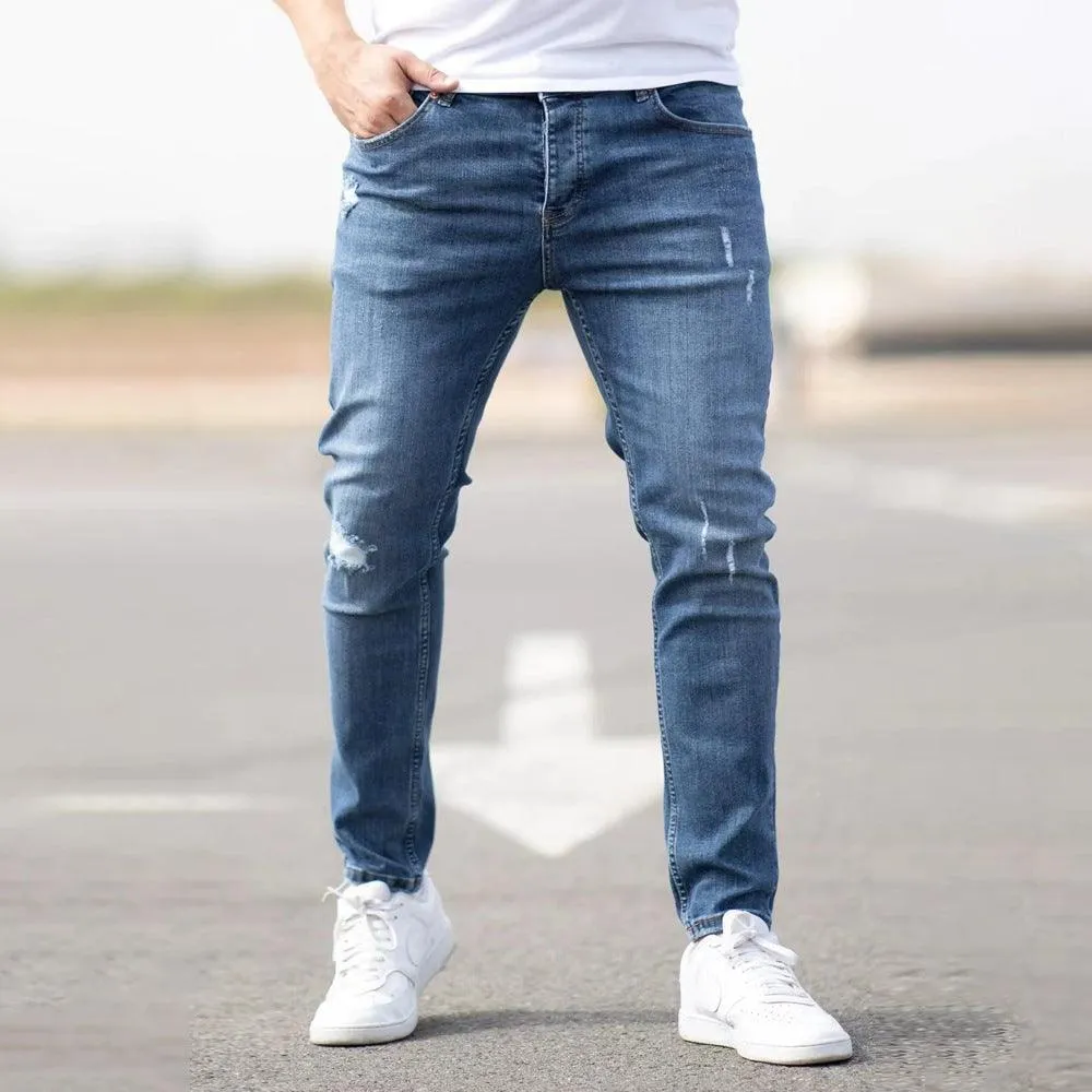 Slim Fit Skinny Denim Trousers Ripped