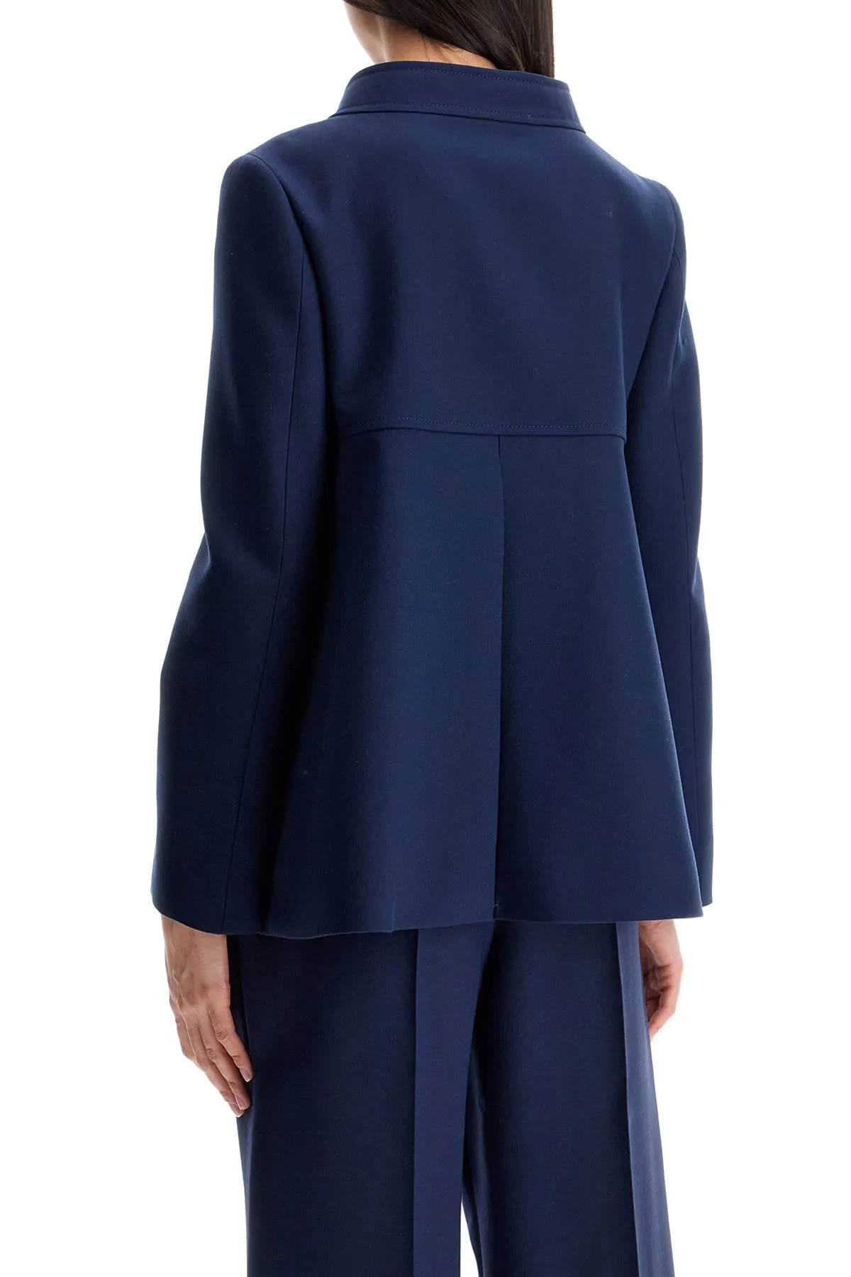 slim indigo silk jacket with golden buttons 6B3CJ7G56LR INDACO