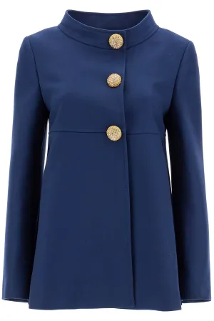 slim indigo silk jacket with golden buttons 6B3CJ7G56LR INDACO