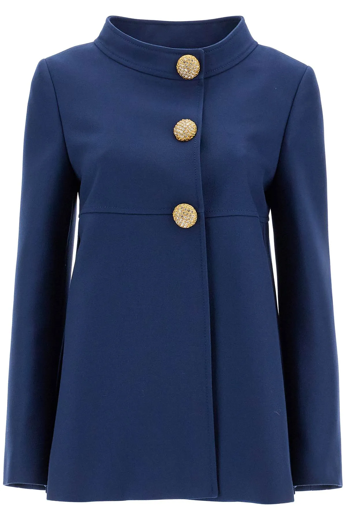 slim indigo silk jacket with golden buttons 6B3CJ7G56LR INDACO