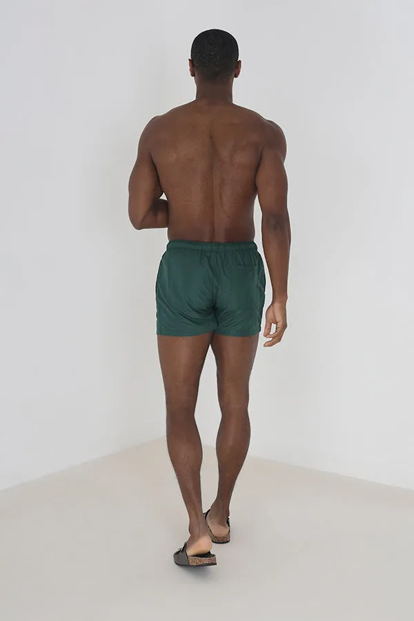SOLID GREEN ELASTICATED WAIST SWIMSHORTS