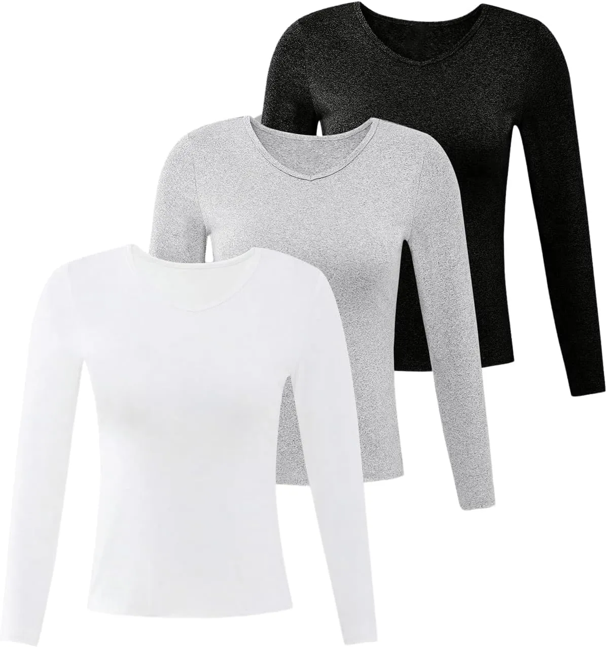 SOLY HUX Girl's Long Sleeve Crop Tops Cute Clothes Tight T Shirts 3 Pcs Basic V Neck Slim Fit Tees
