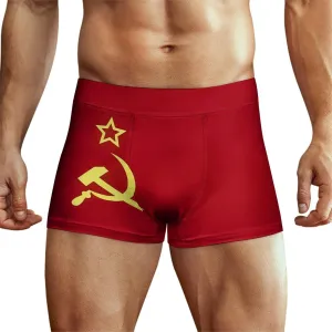 Soviet Union Flag Men's Boxer Briefs Stretch Waistband Breathable Underwear