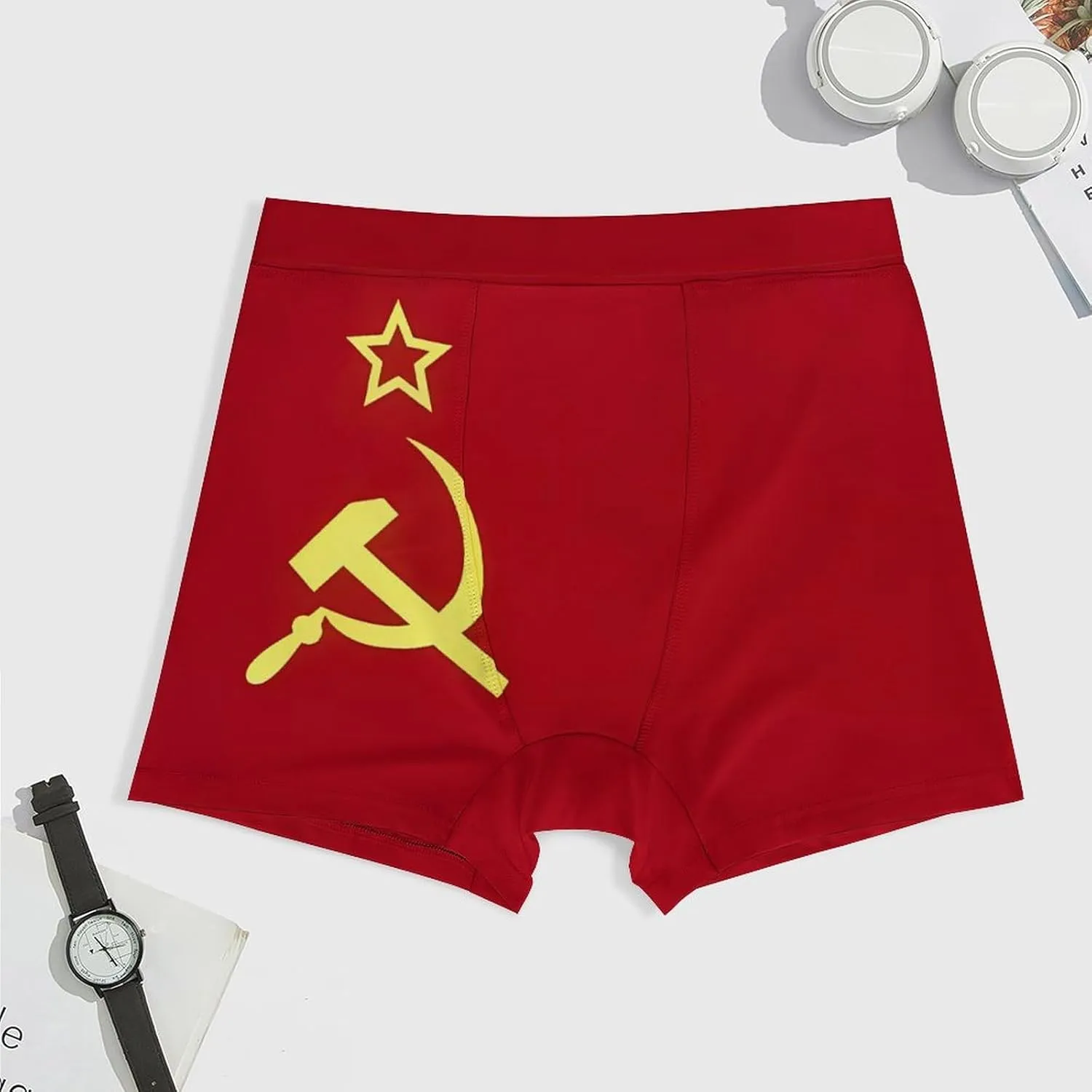 Soviet Union Flag Men's Boxer Briefs Stretch Waistband Breathable Underwear