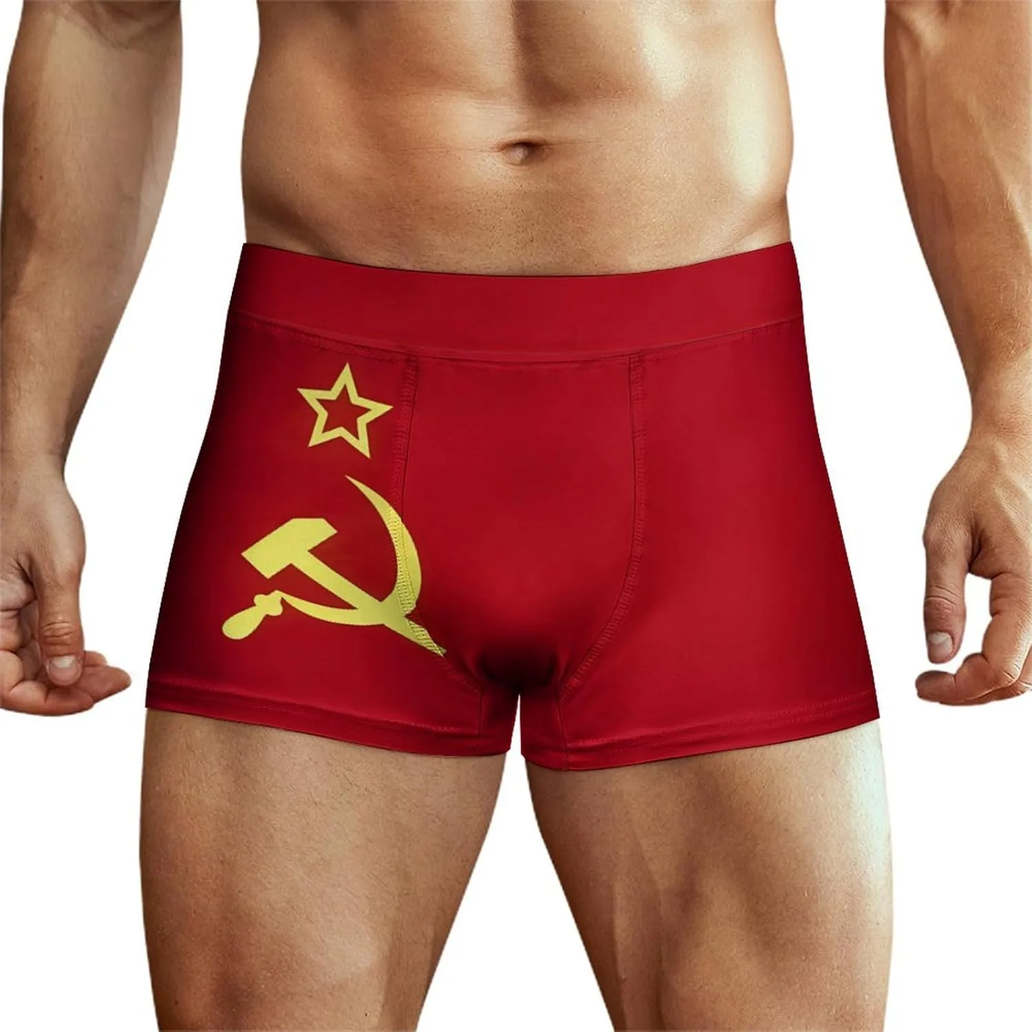 Soviet Union Flag Men's Boxer Briefs Stretch Waistband Breathable Underwear