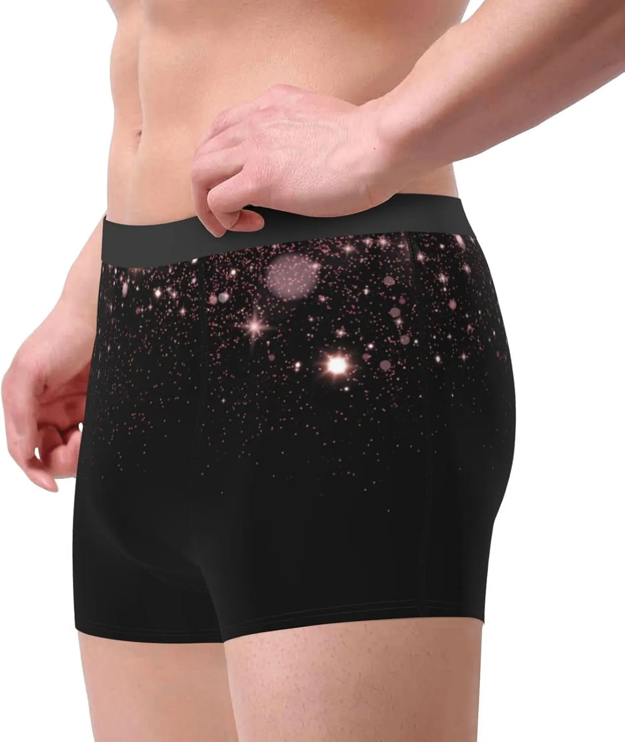 Sparkling Night Sky Print Boxer Briefs For Men Breathable Underwear-