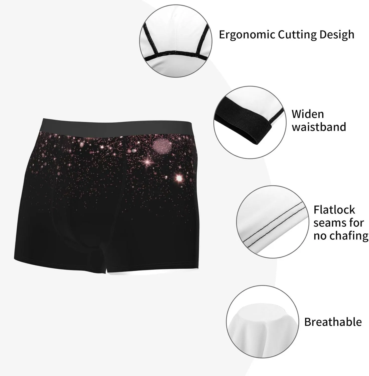 Sparkling Night Sky Print Boxer Briefs For Men Breathable Underwear-