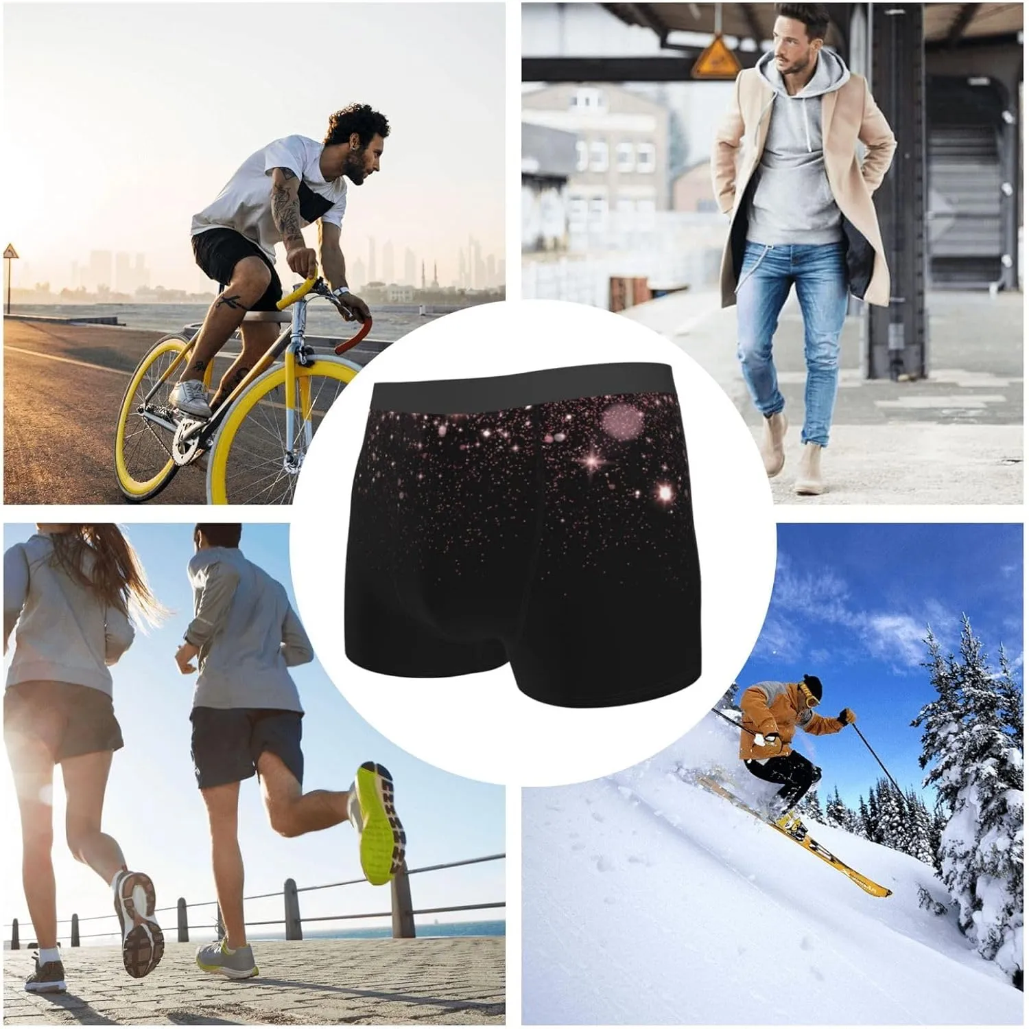 Sparkling Night Sky Print Boxer Briefs For Men Breathable Underwear-