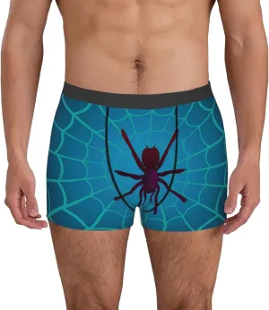 Spider And Cobweb Print Boxer Briefs For Men Breathable Underwear-