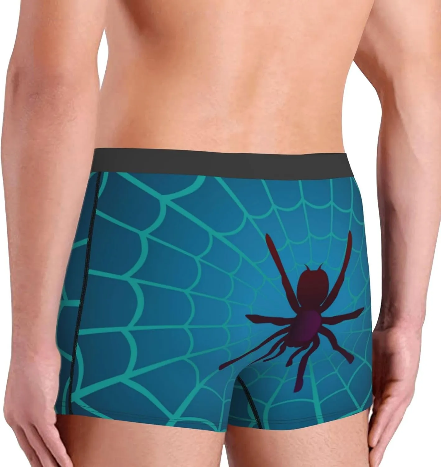 Spider And Cobweb Print Boxer Briefs For Men Breathable Underwear-