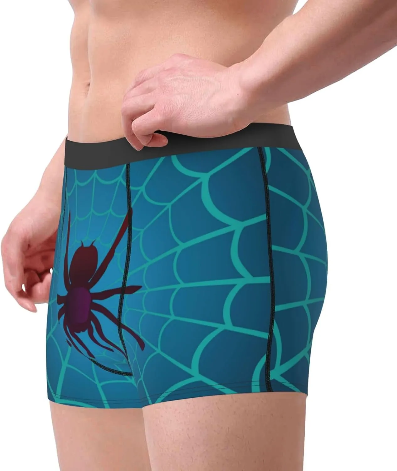 Spider And Cobweb Print Boxer Briefs For Men Breathable Underwear-