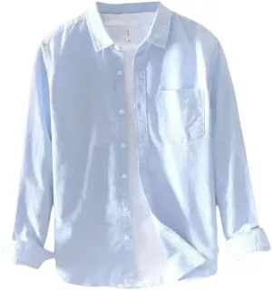 Spring Summer Men's Solid Color Linen Long-Sleeved Chinese Style Retro Cotton Linen Shirt