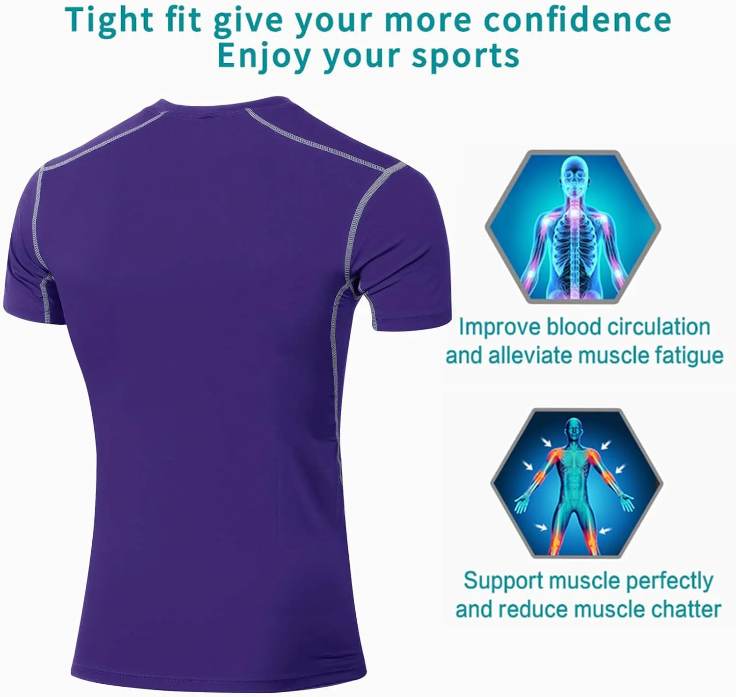 SPVISE 1 or 2 Pack Men's Compression Shirts Short Sleeve Athletic Workout T-Shirt Running Tops Cool Dry Active Gym Undershirt