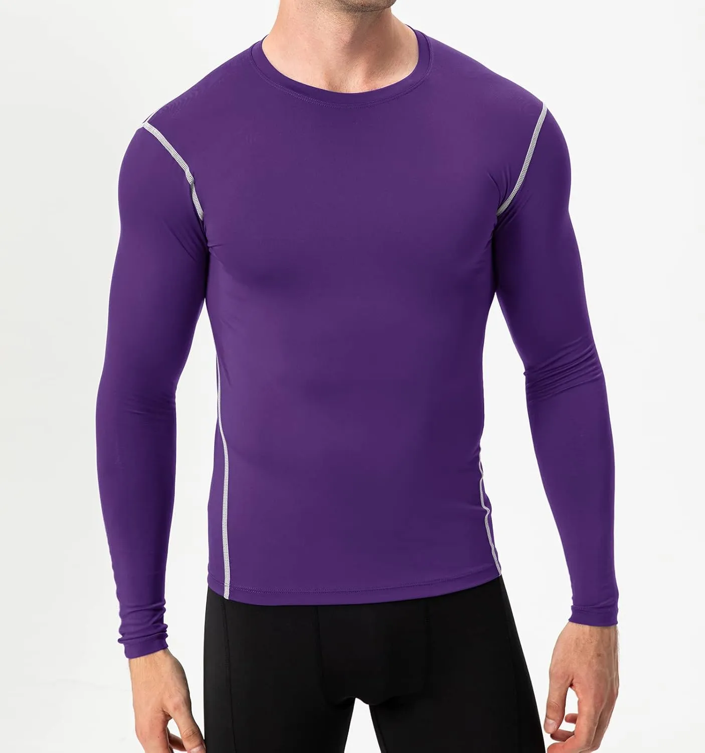 SPVISE Compression Shirt Men Long Sleeve Athletic Workkout Tops Dry Fit Gym Base Layer Undershirts Running Basketball Cycling
