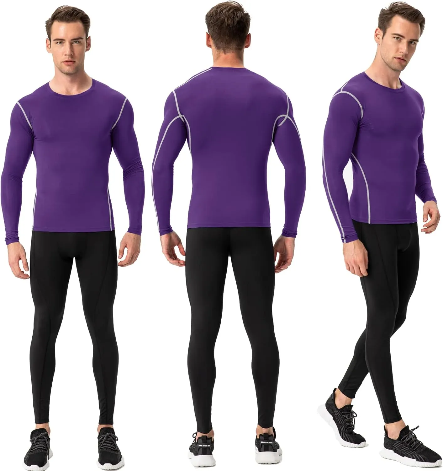 SPVISE Compression Shirt Men Long Sleeve Athletic Workkout Tops Dry Fit Gym Base Layer Undershirts Running Basketball Cycling