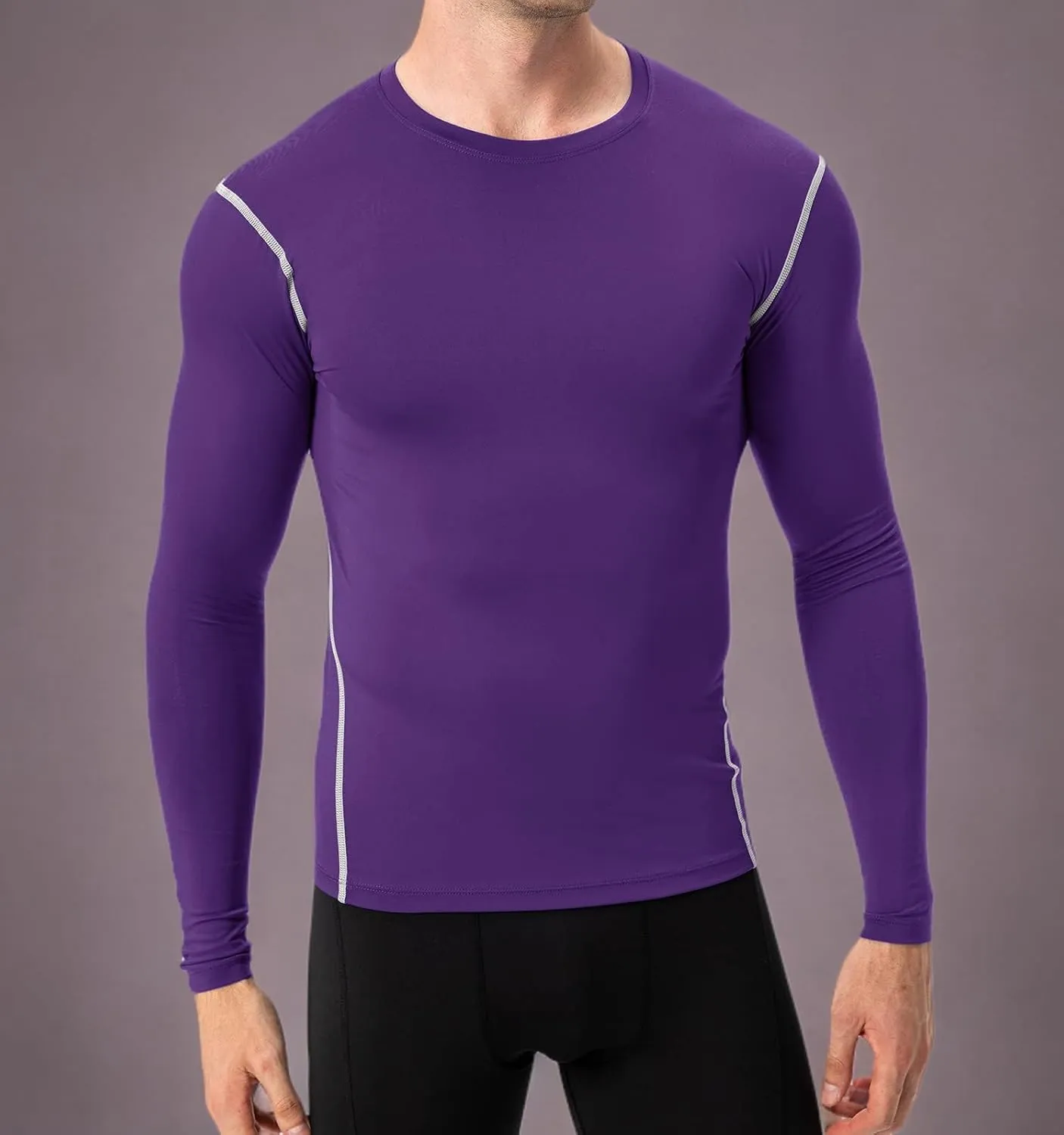 SPVISE Compression Shirt Men Long Sleeve Athletic Workkout Tops Dry Fit Gym Base Layer Undershirts Running Basketball Cycling