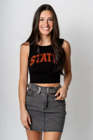 STATE varsity modal jersey crop tank top black