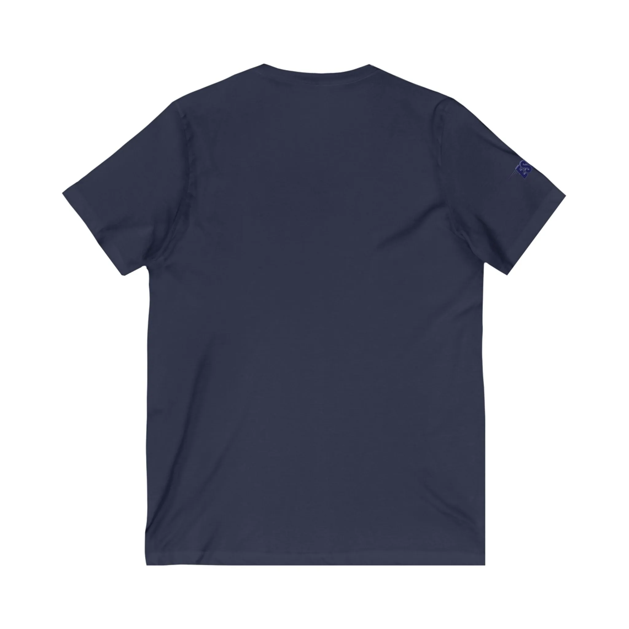 StM 1492 (Navy logo)- Unisex Jersey Short Sleeve V-Neck Tee