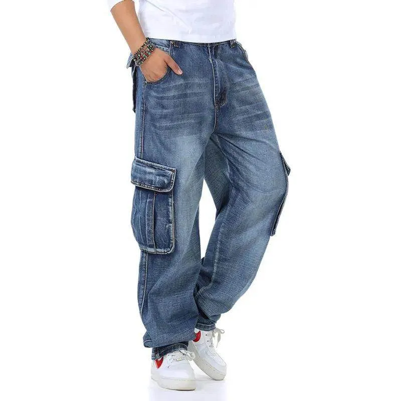 Straight Cargo Pocket Baggy Jeans