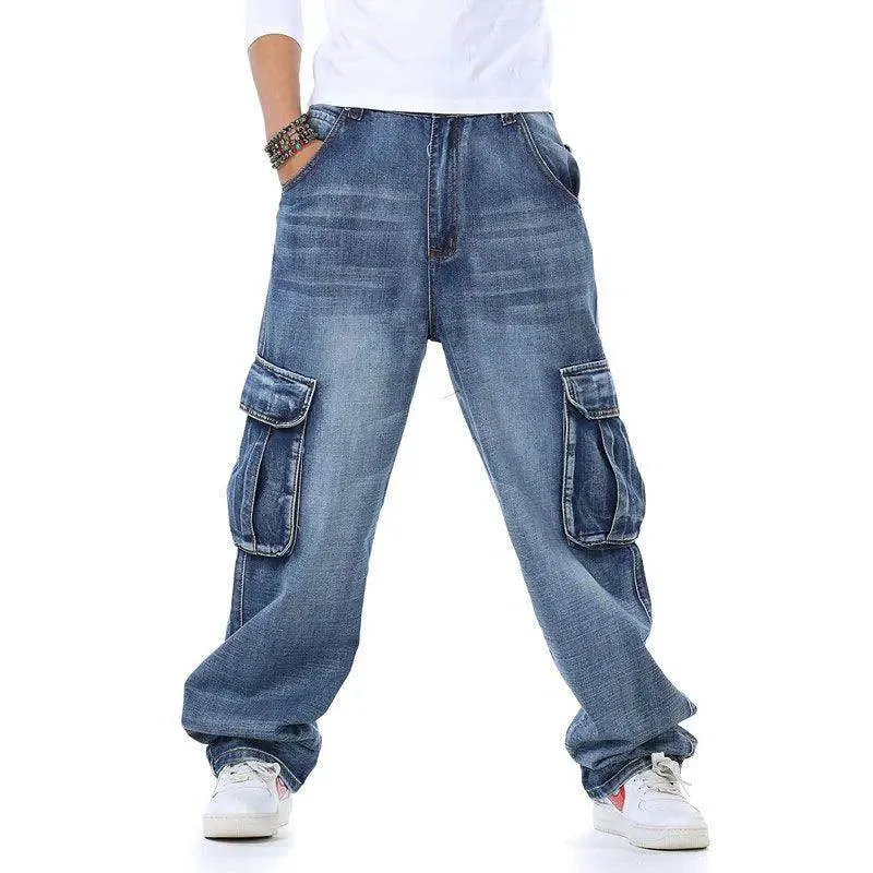 Straight Cargo Pocket Baggy Jeans