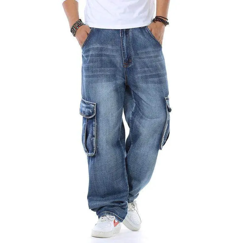 Straight Cargo Pocket Baggy Jeans
