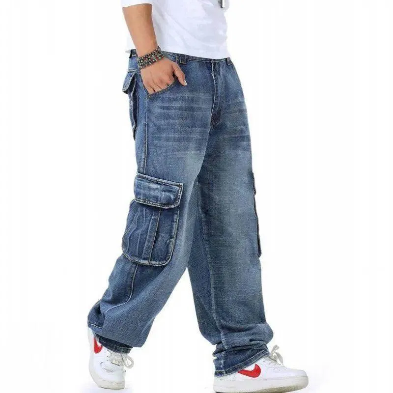 Straight Cargo Pocket Baggy Jeans