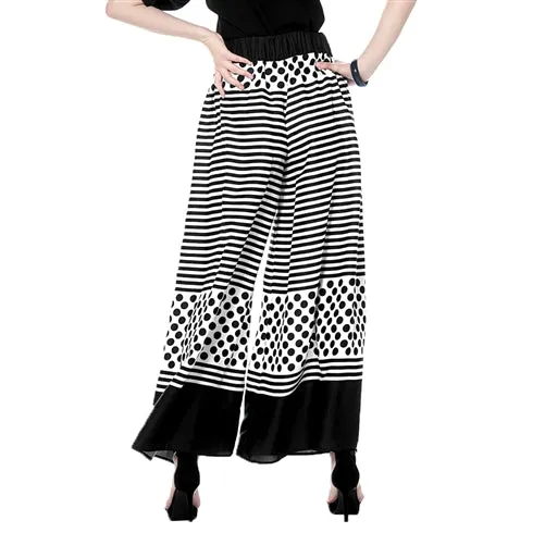 Stripe Polka Dot Navy Wide Leg Pants