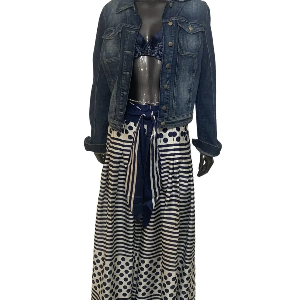 Stripe Polka Dot Navy Wide Leg Pants