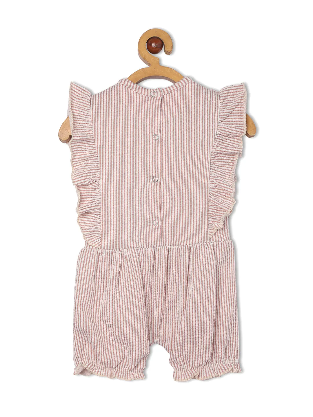 Striped Frill Sleeveless Girls Romper