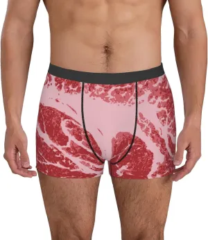 Striped Meat Print Boxer Briefs For Men Breathable Underwear-