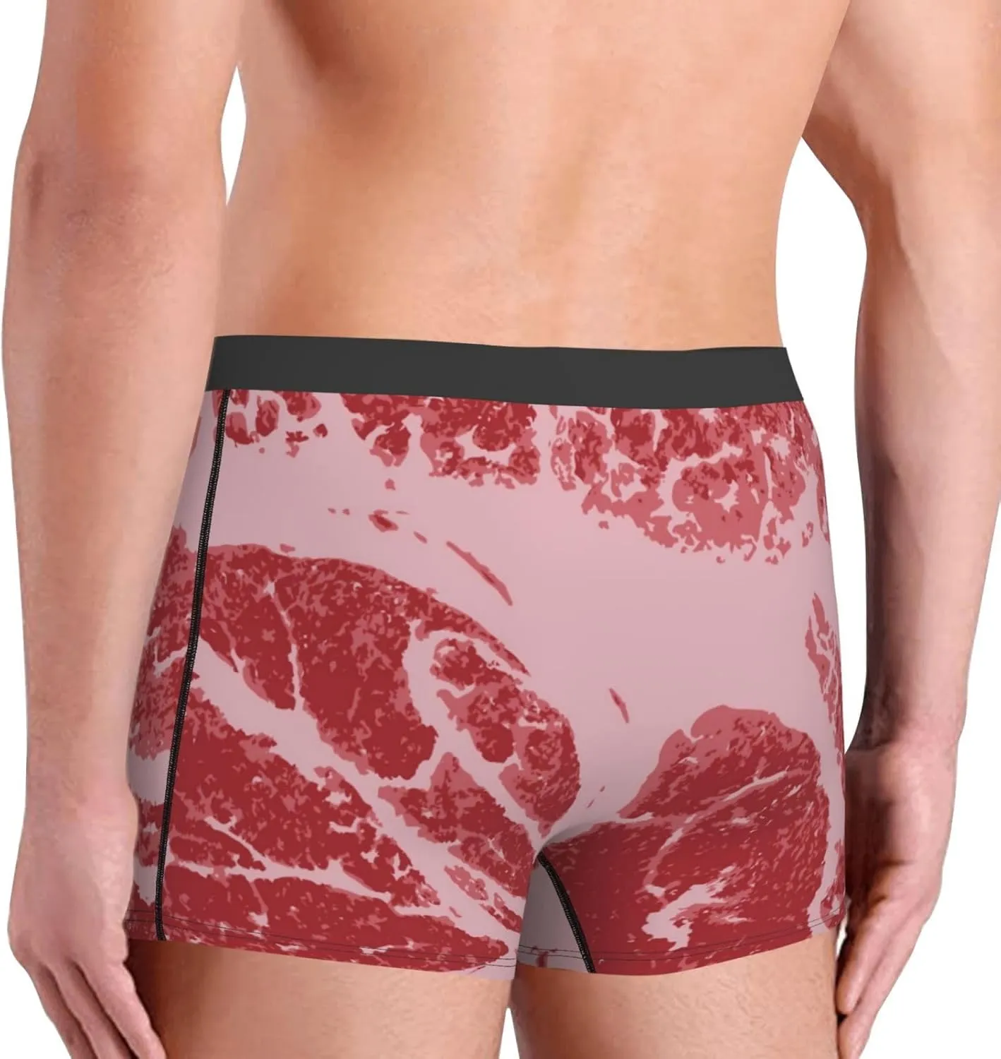 Striped Meat Print Boxer Briefs For Men Breathable Underwear-