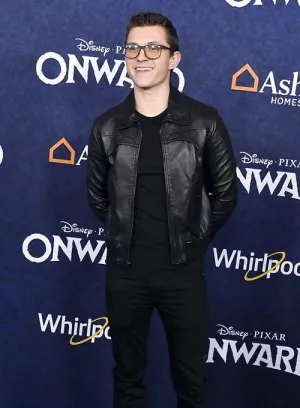 Stylish Black Leather Jacket Worn By Tom Holland | Tom Holland Stylish Black Leather Jacket