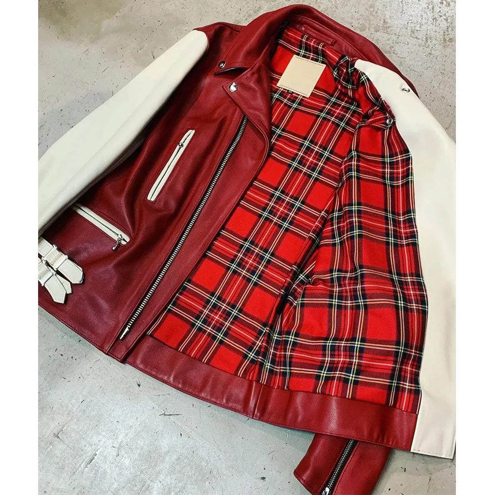 Stylish Red Leather Jacket For Women by TJS